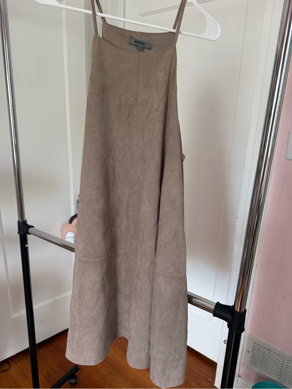 WILFRED Taupe Suede A-Line Slip Skirt